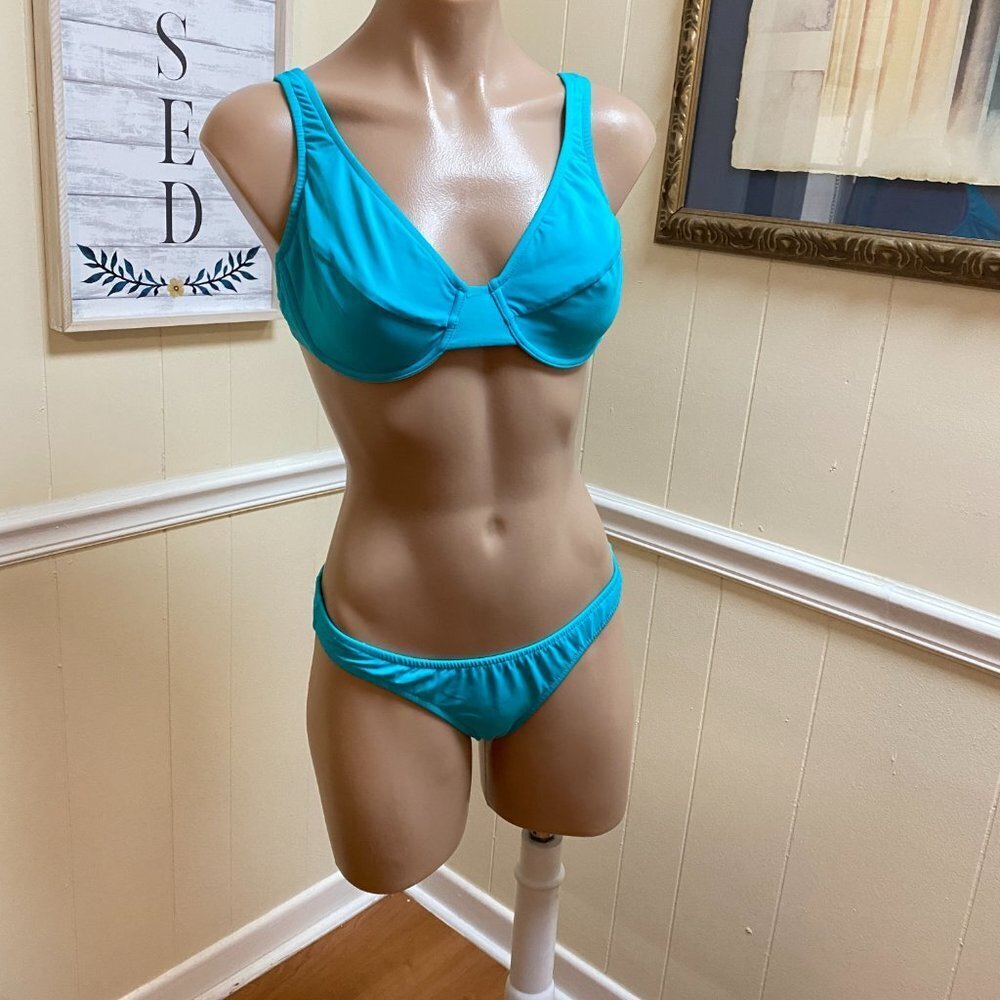 VENUS Aqua Reef Vintage Y2K Thick Strap Underwire Bra Bikini Set 38B/S